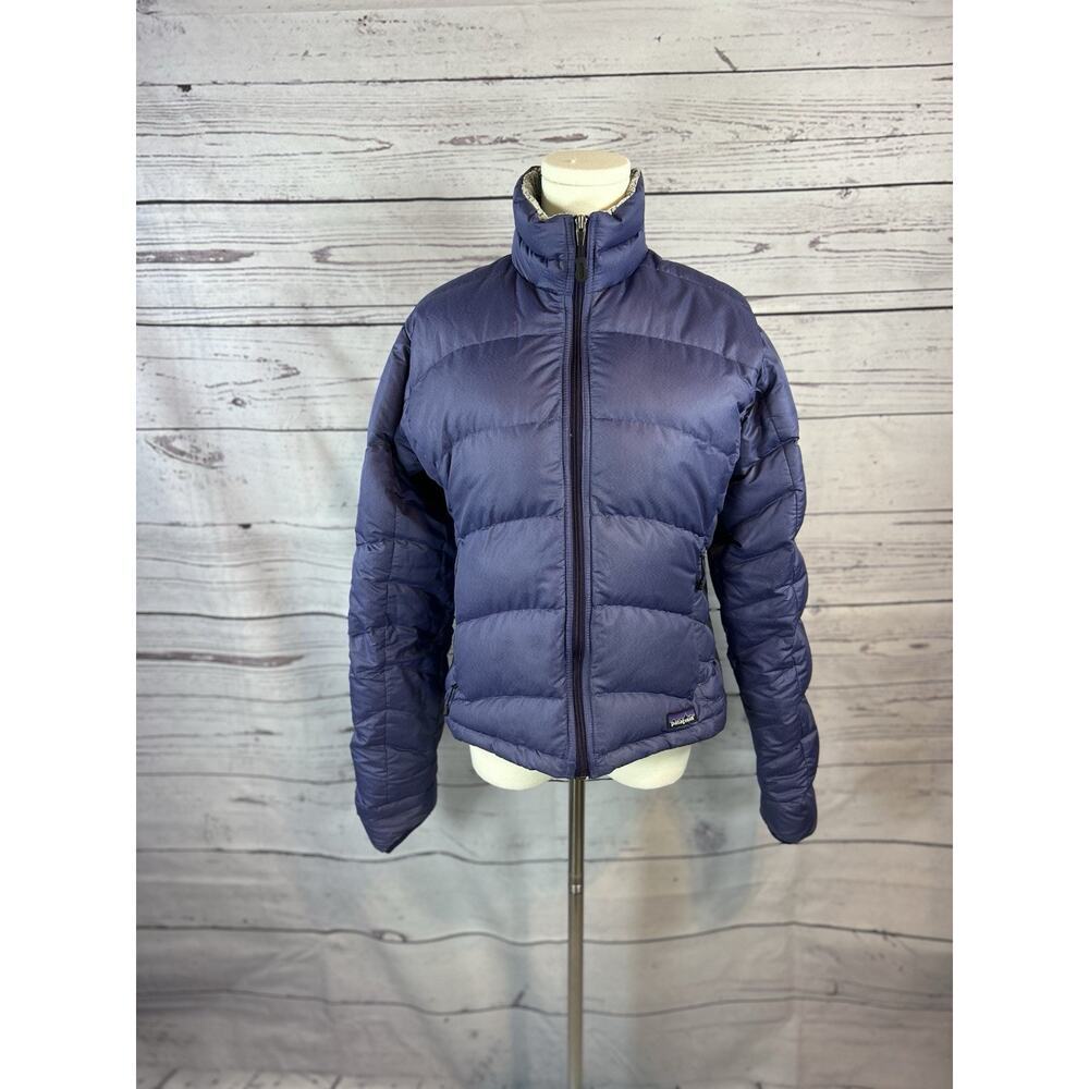 Patagonia Goose Down Puffer Jacket Womens Small Purple Full Zip Hiking Outdoor